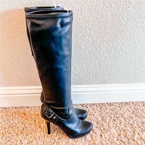 BCBG Generation Black Buckle Heeled Boots